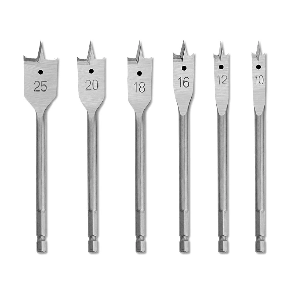 Gunpla 6 Pieces Spade Drill Bits Set 10-25mm, Carbon Steel Heavy Duty Hex Shank Paddle Bit Tools Woodworking Drilling Flat Bits Blades Kit for Plywood Plastics Chipboard Cuts