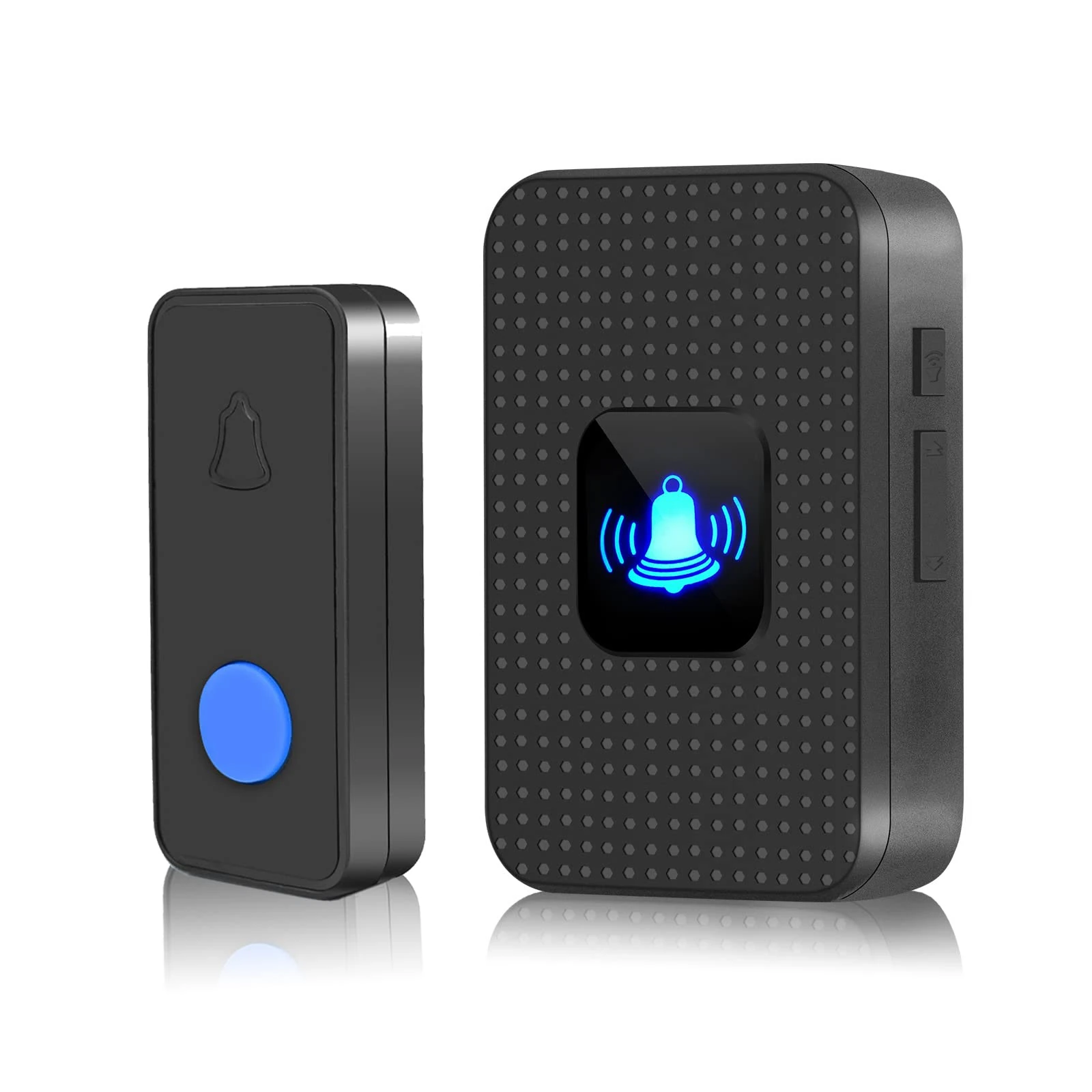 Nestling Wireless Doorbell, IP55 Waterproof Plug in Cordless Door Bells Chime Kit-1000 Ft Range 55 Chimes 5 Level Volume Led Flash, Battery Operated Bell for Home Office, Black