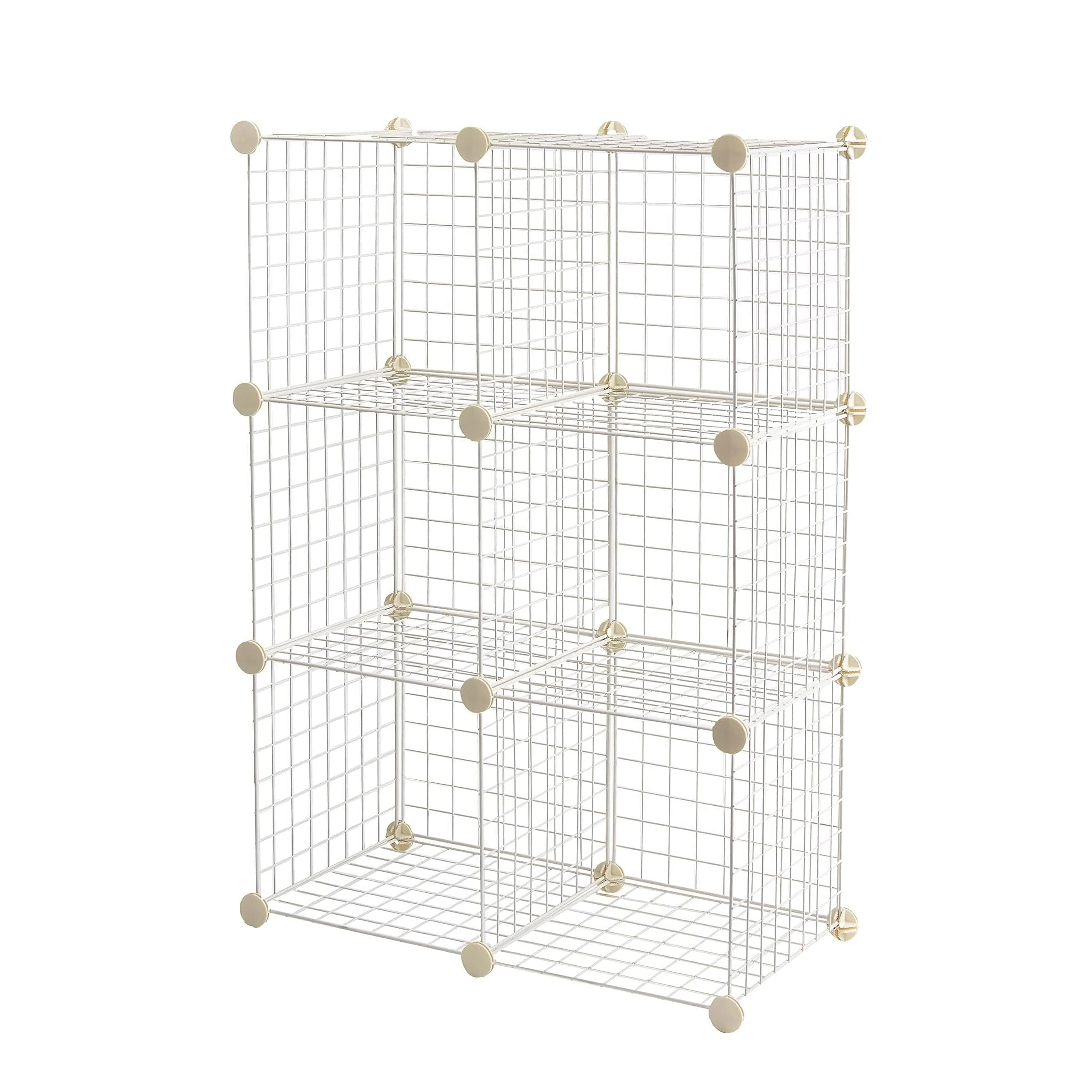 Amazon Basics 6 Cube Wire Grid Stackable Storage Shelves, 66 x 32 x 96.5 cm, White
