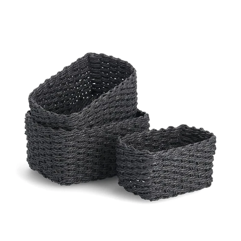 Zeller 14472 Storage Basket Set of 3 Paper Wicker Approx. 18 x 12 x 9 21 x 15 x 11 24 x 18 x 13 cm