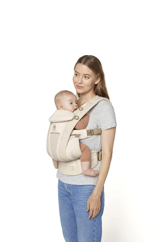 Ergobaby Omni Breeze Carrier for Newborns, from Birth to 20.4 kg, 4 Positions, SoftFlex Mesh, Ergonomic Baby Front-Inward and Back Carry Position, Natural Beige