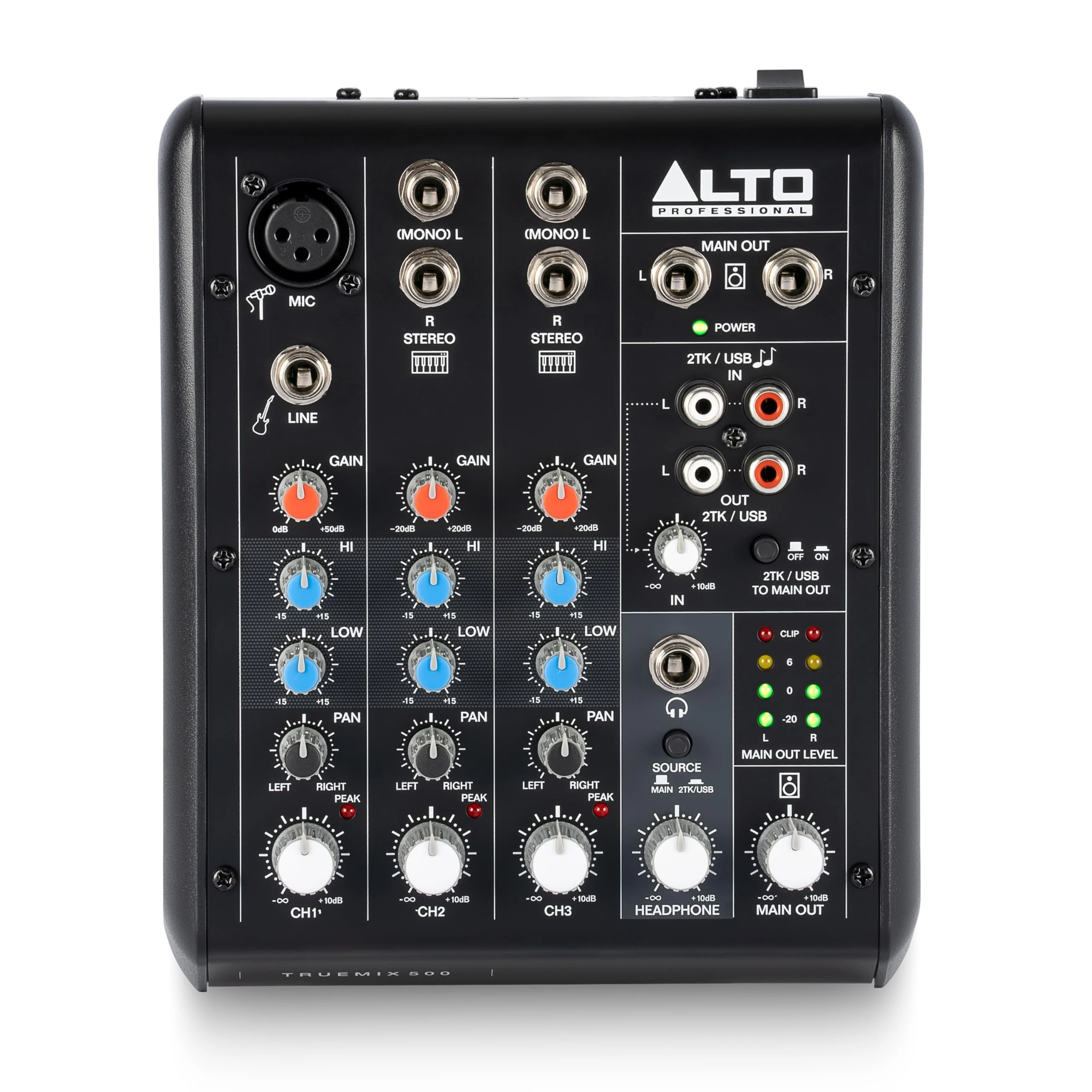 ALTO TrueMix 500 Audio Mixer with XLR Mic In and USB Audio Interface for Podcasting, Live Performance, Streaming, Recording, DJ, Mac and PC