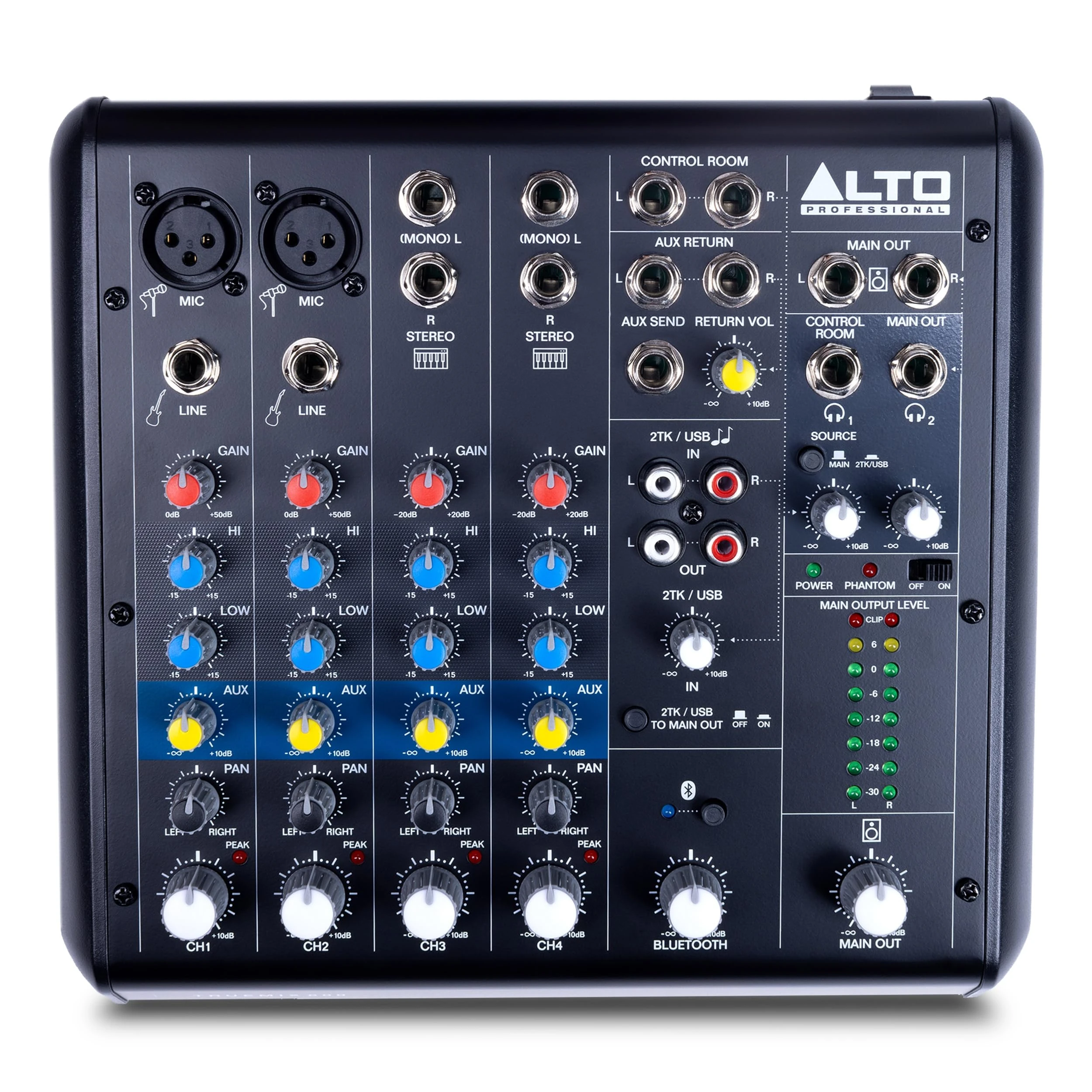 ALTO TrueMix 600 Audio Mixer with 2 XLR Mic Ins, USB Audio Interface and Bluetooth for Podcasting, Live Performance, Recording, DJ, PC and Mac
