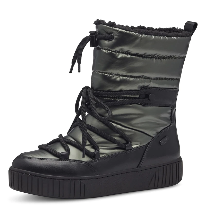 MARCO TOZZI Women's 2-26298-41 Warmlined Lace Boot, Khaki Met. Com, 5