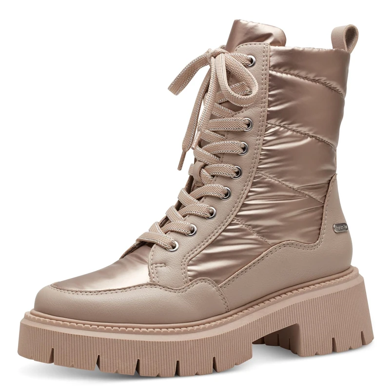 MARCO TOZZI Women's 2-26264-41 Warmlined Lace Boot, Taupe Met.Comb, 6.5