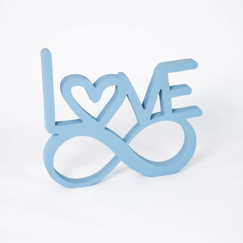 Wooden Sign with Infinity Love Lettering - Table Decoration Ideal for Living Room or Bedroom, Decorative Handwritten Decor Decoration