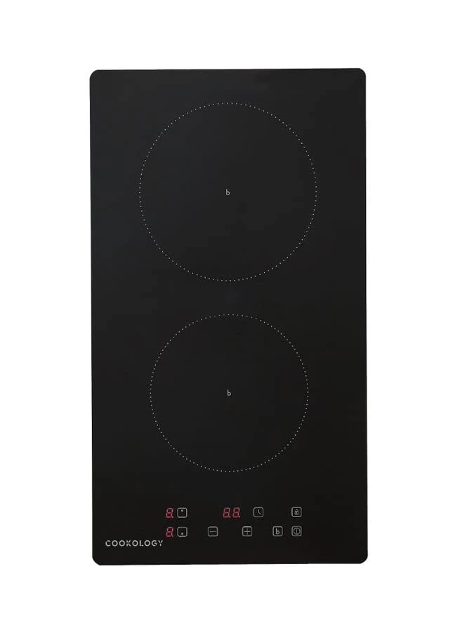 Cookology CITP301 Plug in Induction Hob, 2 Zone Domino Cooker Built-in 30cm Electric Hobs Hot Plate Cooktop with Touch Controls, Child Lock and 13AMP - In Black