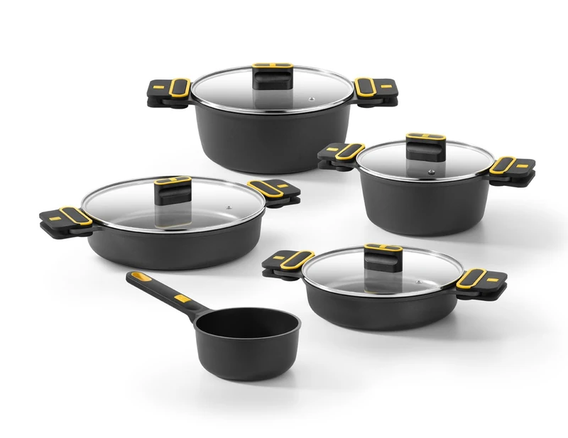BRA Daily Pro 9-Piece Cast Aluminium Battery, Non-Stick, Three-Layer, PFOA-Free, Suitable for All Hobs and Induction