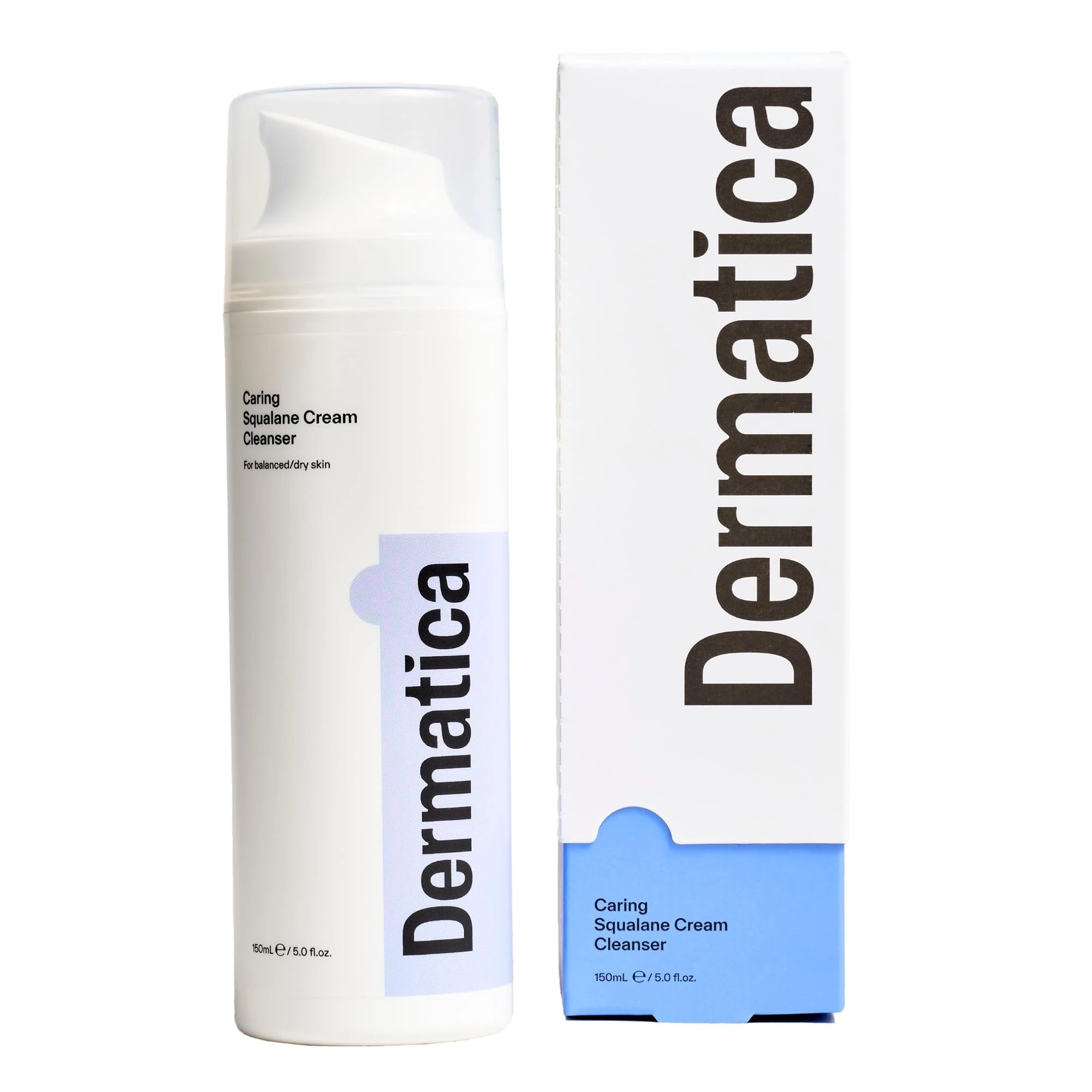 Dermatica Caring Squalane Cream Cleanser | With Glycerin and Rich in Vitamins to Protect Skin Barriers | Deeply Hydrating Oil-To-Milk Formulation I Daily Wash For Dry or Combination Skin Types (150ml)
