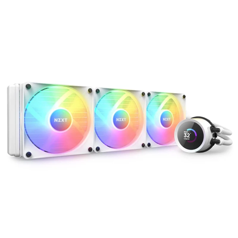 NZXT Kraken 360 RGB - RL-KR360-W1-360mm AIO CPU Liquid Cooler - Customizable 1.54" Square LCD Display for Images, Performance Metrics and More - 3 x F120 RGB Core Fans - White