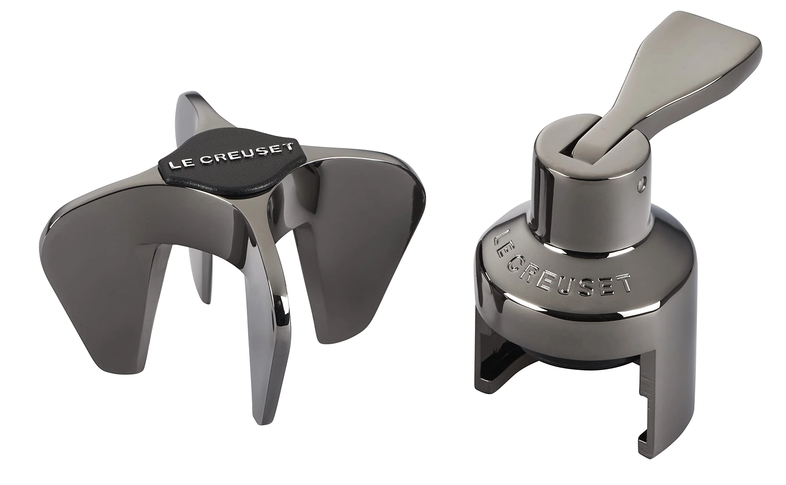 Le Creuset Champange Star and Champagne Crown, Wine Accessories Gift Set, GS102, Black Nickel, 49816000060000