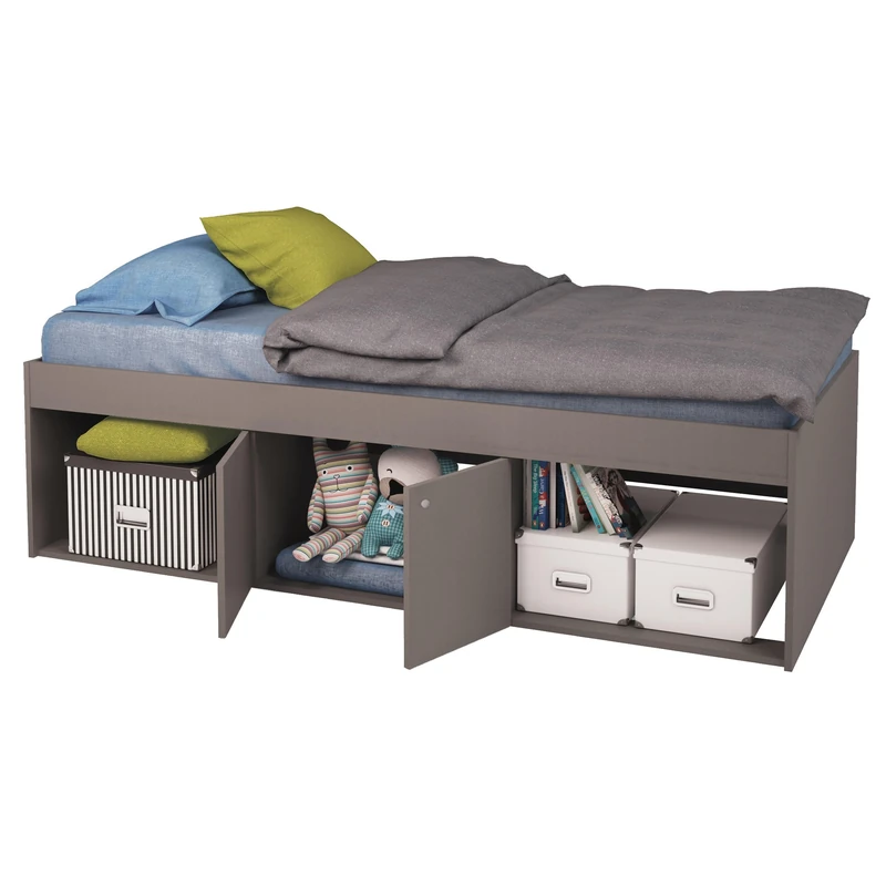 Grey Low Cabin Bed Storage Single 3ft