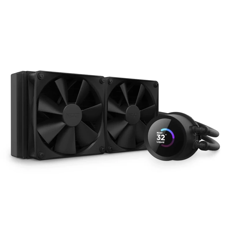 NZXT Kraken 240 - RL-KN240-B1-240mm AIO CPU Liquid Cooler - Customizable 1.54" Square LCD Display for Images, Performance Metrics and More - 2 x F120P Fans - Black
