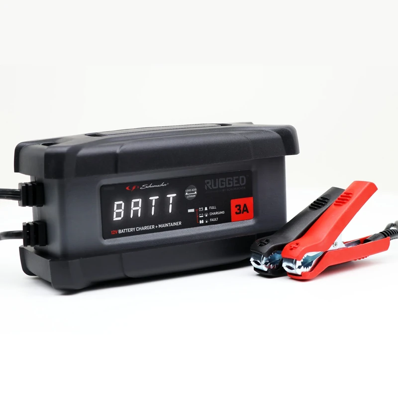 Schumacher Rugged - 3A 12V Automatic and Intelligent Charger and Maintainer - SPX 458 - for Motorcycle, Car, Boat, Jet Ski, ATV, Lawn Mower, Mini Tractor - IP54 (dust and ambient moisture resistant)