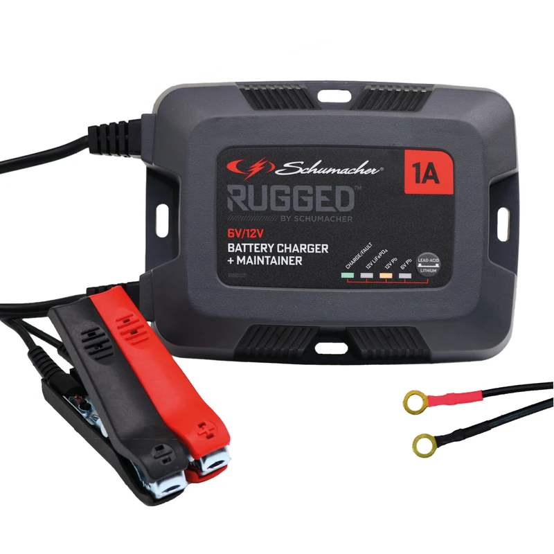 Schumacher Rugged - 6A 6/12V Automatic and Smart Charger and Maintainer - SPX 457 - for Motorcycle, Classic Car, Jet Ski, ATV, Lawn Mower, Mini Tractor - AGM, Gel, Lithium
