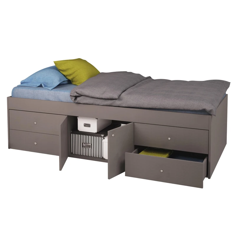 Cabin Bed Drawers Storage, GREY, Single 3ft, 196x96x51cm