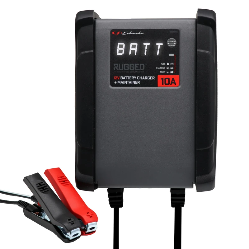 Schumacher Rugged - 10A 12V Automatic and Smart Charger and Maintainer - SPX 460 - Car, Boat, Tractor, Van, RV - Bumper Protection - Microprocessor Control