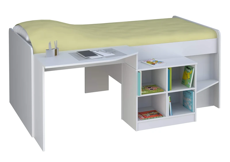 White Cabin Bed, Pilot Workstation, Single 3ft, 196x137x80cm