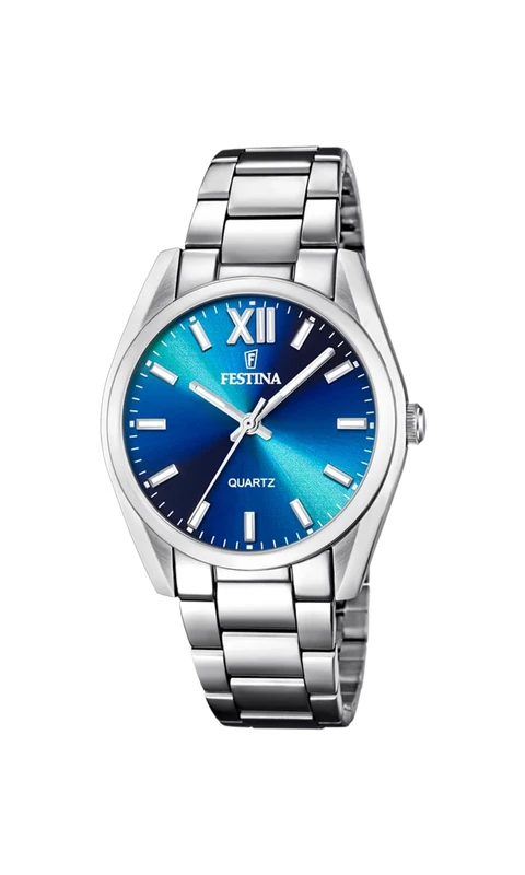 Festina Boyfriend Ladies Watch F20622 with Silver 316L Stainless Steel Case and Silver 316L Stainless Steel Bracelet, Turquoise, 119896678012, Bracelet