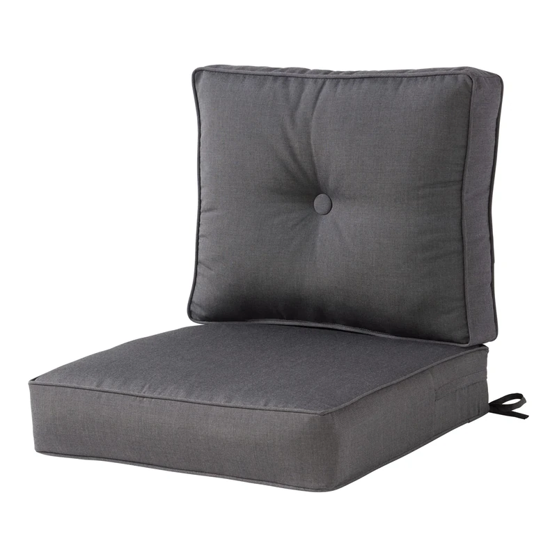 Greendale Home Fashions Outdoor 2-Piece Sunbrella Fabric Deep Seat Cushion Set, Charcoal - Image 1
