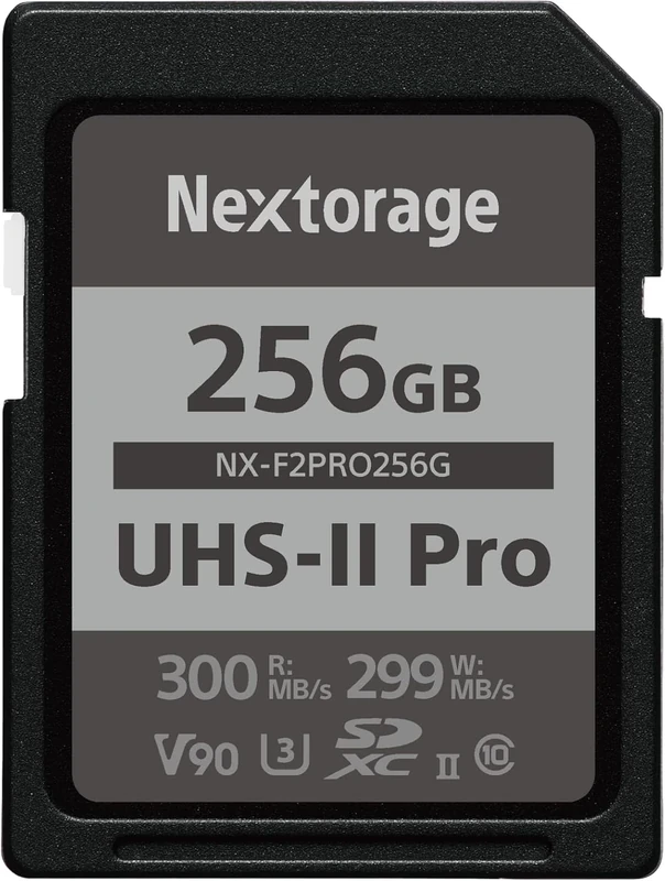 Nextorage 256GB SDXC UHS-II V90 Japanese brand pSLC Max. write speed 299MB/s Max. read speed 300MB/s 4K recording F2PRO series NX-F2PRO256G