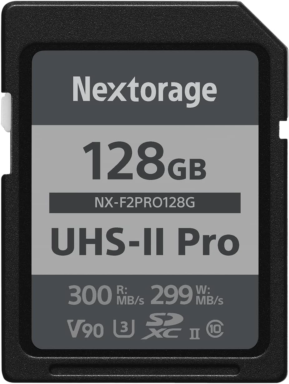 Nextorage 128GB SDXC UHS-II V90 Japanese brand pSLC Max. write speed 299MB/s Max. read speed 300MB/s 4K recording F2PRO series NX-F2PRO128G