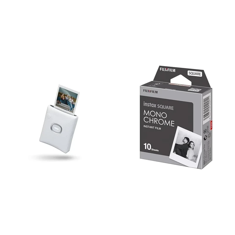 instax SQUARE Link smartphone printers & SQUARE instant film Monochrome, 10 shot pack, suitable for all SQUARE cameras and printers