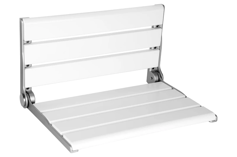 20" Wall Mounted Teak Shower Bench Seat,Sturdy Folding Shower Seat Wall Mounted for Elderly,Kids&Adults,Waterproof Clear Coated Wood & Aluminum Frame(Easy Install,Space Saving)