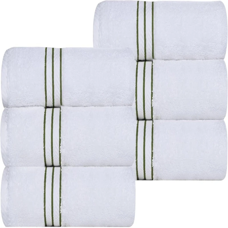 Superior Turkish Cotton Ultra-Plush 6-Piece Hand Towel Set, Small Towels for Home, Apartment, Airbnb, Kitchen, Bathroom Essentials, Absorbent Quick Drying, Bath Accessories, Soft Basics, Forest Green