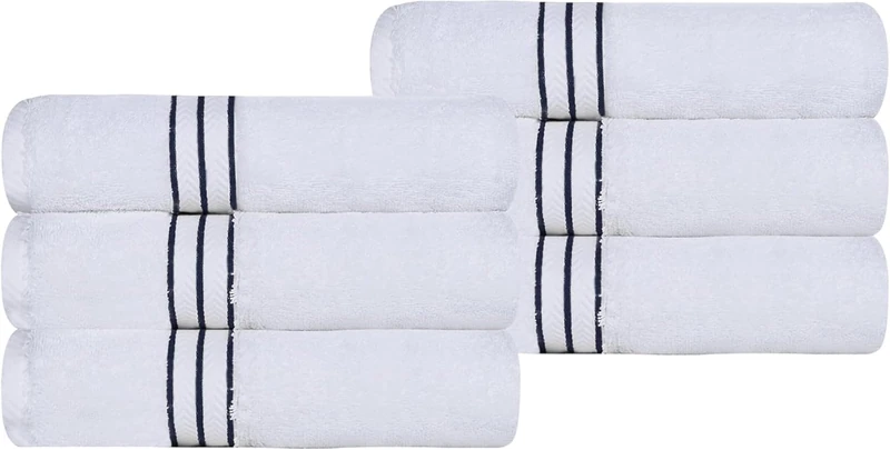 Superior Turkish Cotton Ultra-Plush 6-Piece Hand Towel Set, Small Towels for Home, Apartment, Airbnb, Kitchen, Bathroom Essentials, Absorbent Quick Drying, Bath Accessories, Soft Basics, Navy Blue