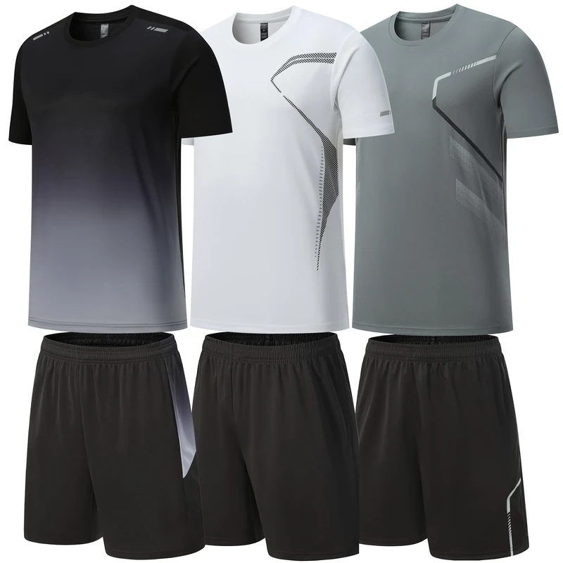 BOOMCOOL Gym Clothes for Men Workout Shirts Sets Outfits 3 Pack for Running Football Athletic Exercise Fit for Out T Sports