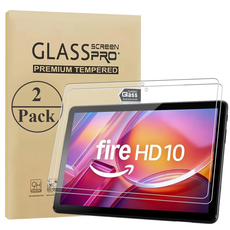 HunDun 2 Pack Screen Protector for Vortex Btab 10 / Fire HD 10 2023 / Ztab 10, Tempered Glass Film Guard