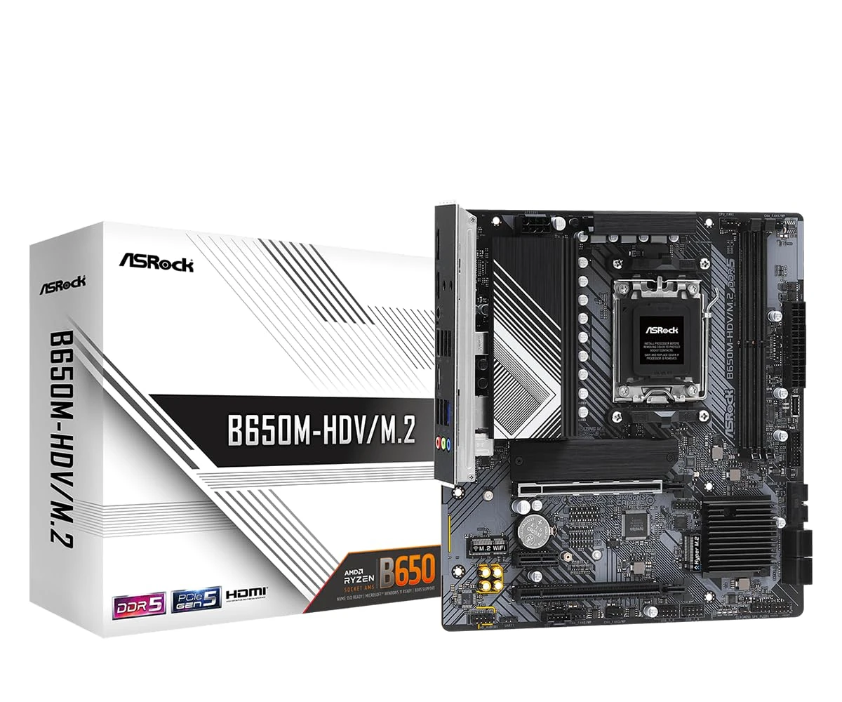 Asrock B650M-HDV/M.2, AMD B650, AM5, Micro ATX, 2 DDR5, HDMI, DP, 2.5G LAN, PCIe4, 2x M.2