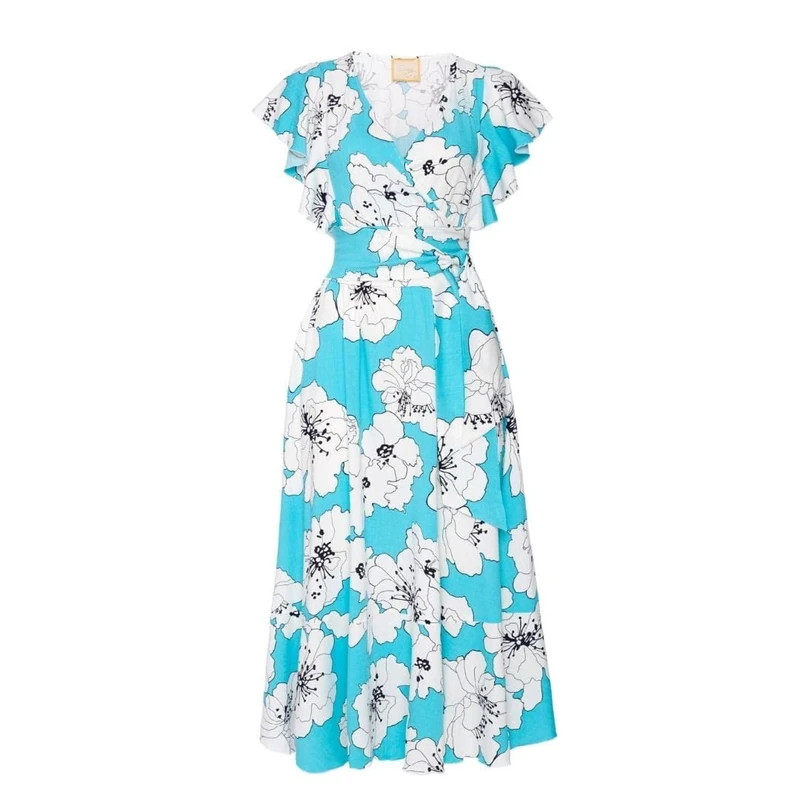 Swing Fashion Women's Melisa | Türkis mit weißen Blüten | M/L Dresses