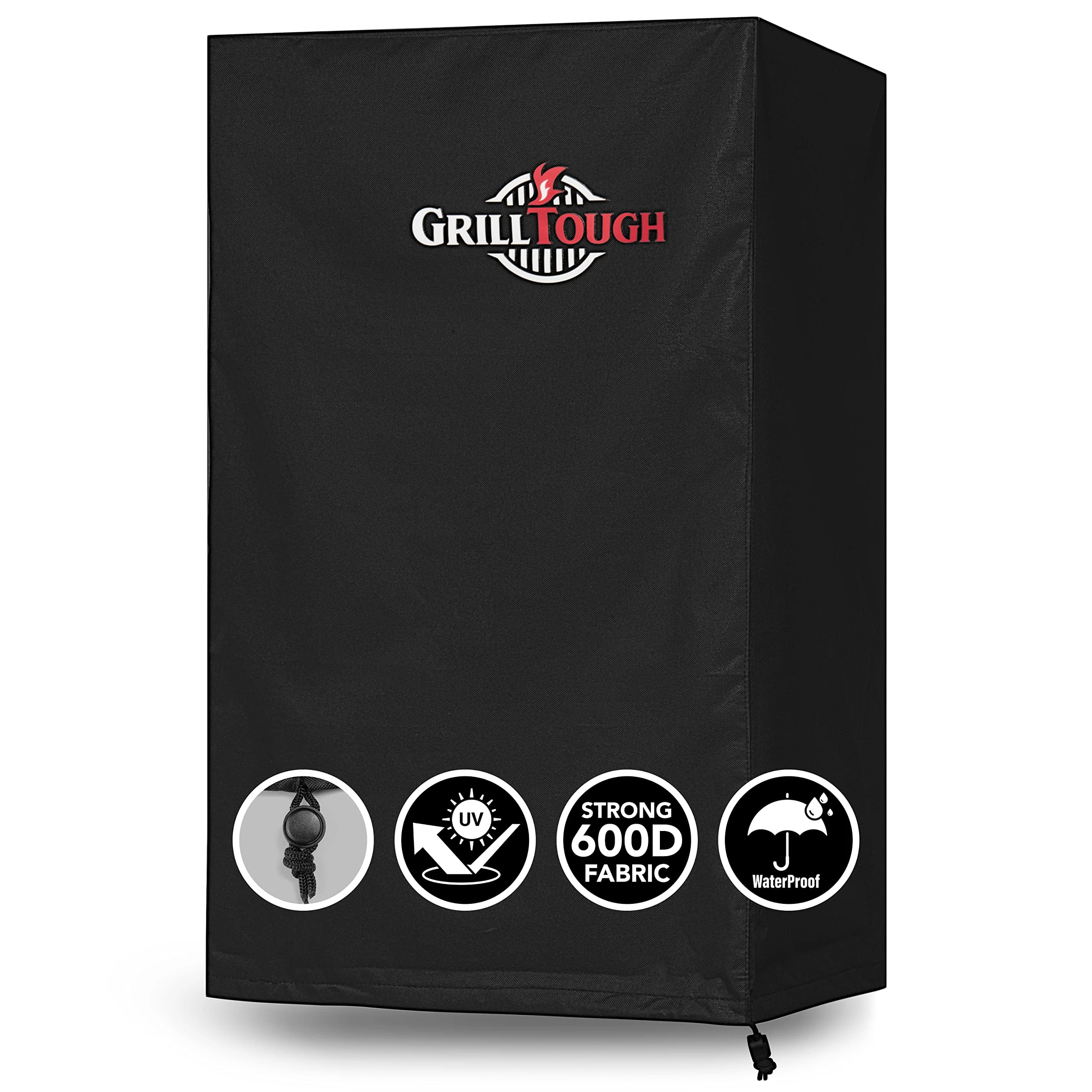 GrillTough Heavy Duty BBQ Smoker Cover for Outdoor Grill – Waterproof, Weather Resistant, UV & Fade Resistant with Adjustable Straps – Gas Grill Cover for Weber, Charbroil (45L x 43W x 79H cm)