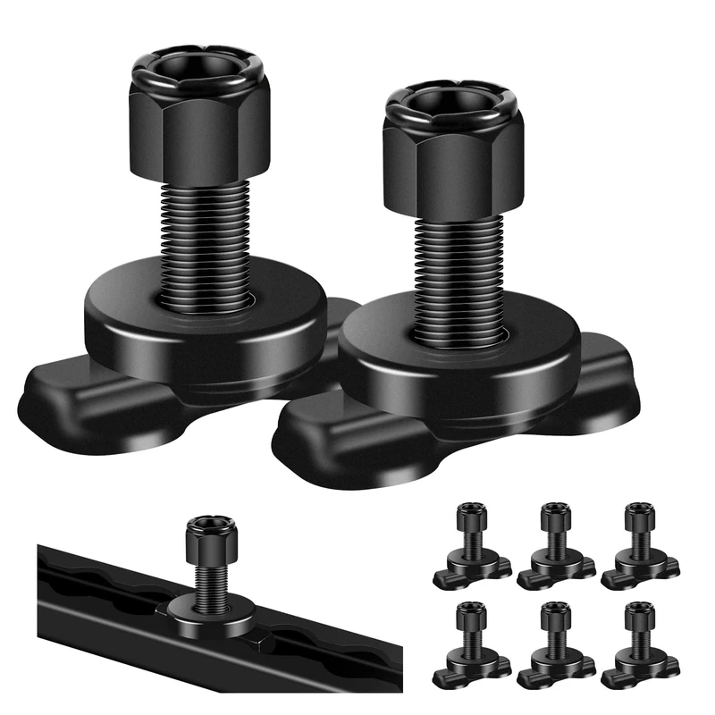 Onesnt L-Track Double Lug Threaded Stud Nut Fitting, 8 Count, Black, Steel, 2000 lb Capacity, Compatible with Motorcycle, ATV, Trailer, Truck