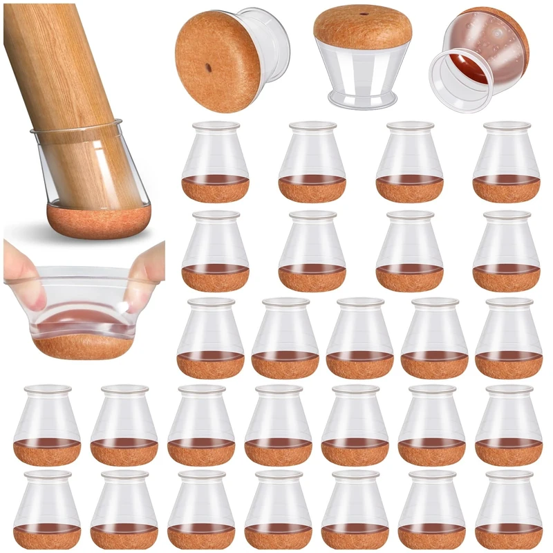 RKELA 32pcs Silicone Chair Leg Protectors - 15-20mm with Felt