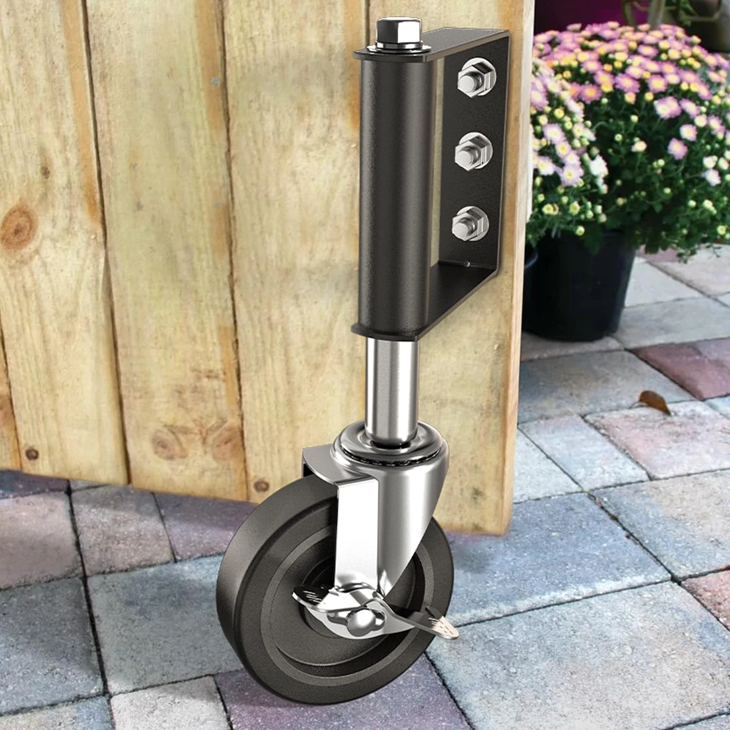 HOLKIE 100mm Gate Castor Wheel - Heavy Duty Spring Loaded Swivel Castor Wheel for Wooden Gate and Fence - 100 kg Capacity