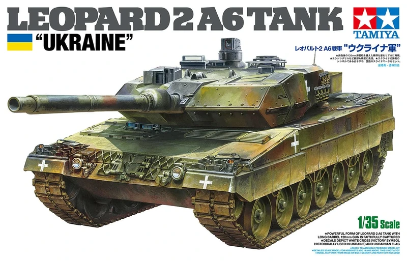 TAMIYA 25207 1:35 BW KPz Leopard 2 A6 (3) Ukr. Model Kit, Plastic Kit, Construction Kit for Assembly, Tank Construction Kit