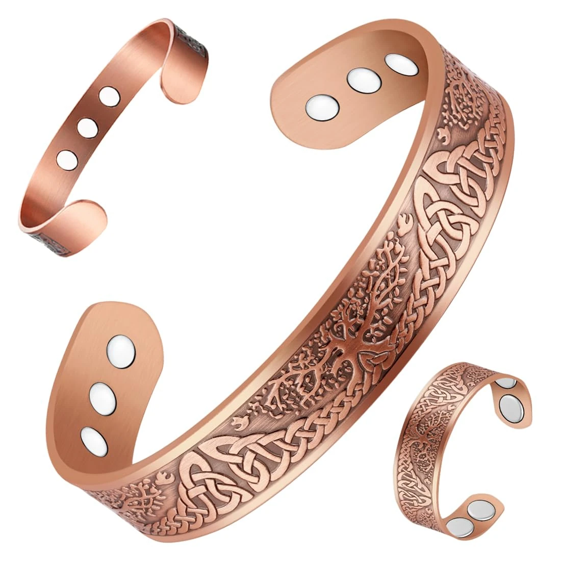 Cigmag 9X Lymphatic Drainage Copper Bracelet for men Ultra Strength Magnet Mens Copper Bracelet Adjustable with Present Box (Tree of Life)