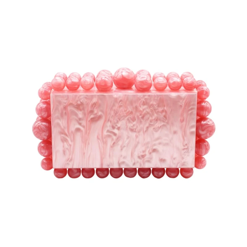 Tngan Women Acrylic Evening Clutch Box Purse Marble Handbag for Wedding Cocktail Party Banquet, Pink