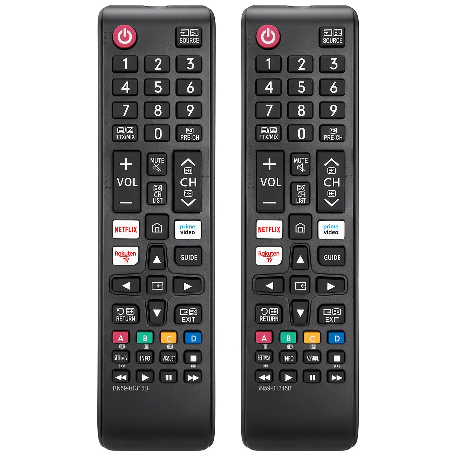 (2 Pack) Universal for Samsung Remote-Control Compatible with Samsung-Smart-TV LCD LED QLED UHD FHD HD TVs, Replacement Remote with Netflix/Prime Video Button