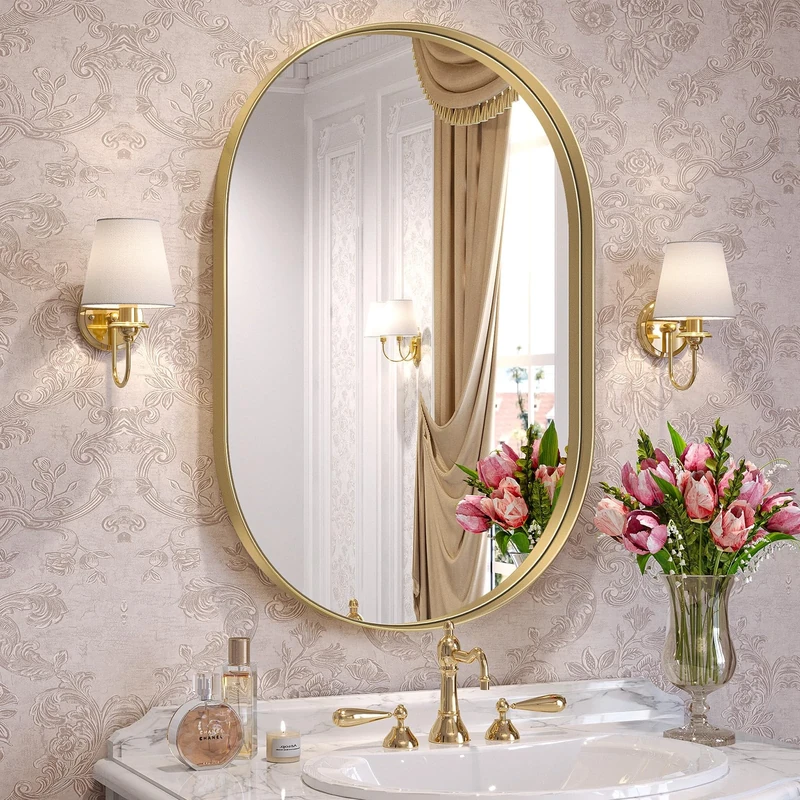 Brightify KITMOUS Black Oval Mirror for Bathroom Vanity 20 x 30 inches, Black Metal Frame Mirrors for Wall, Modern Mirror for Bedroom, Living Room Wall Decor Hang Vertical and Horizontal