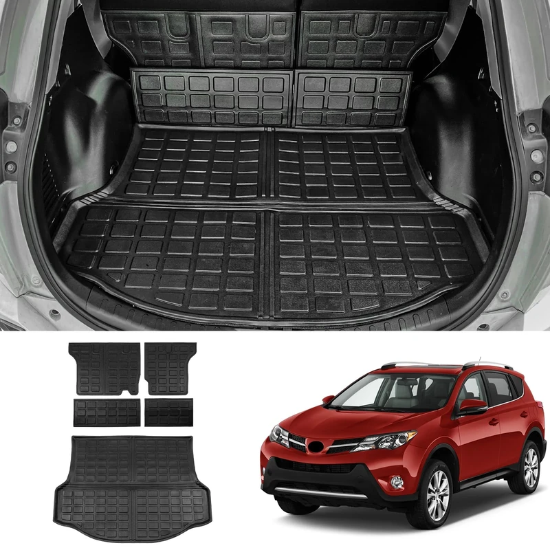 Bomely Cargo Mat Compatible with 2013-2018 Toyota Rav4 Trunk Mat Cargo Liner Back Seat Cover Protector Frunk Mat for Toyota Rav4 Accessories (Non-Hybrid) (2013-2018, Backrest Mats+Trunk Mat)