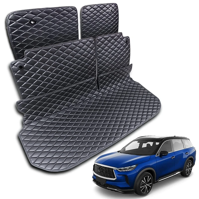 7DEEKEI for 2022-2023 Infiniti qx60 Trunk Mat, Car Boot Mats, 2ND+3RD Row Rear Backrest Mat Cargo Liners (5pcs) All Weather Anti-Slip