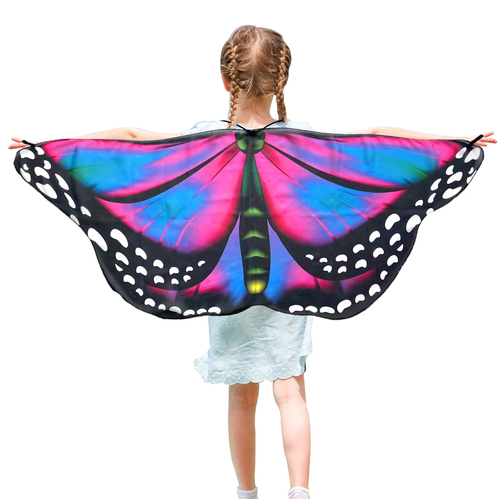 EQLEF Butterfly Wings Girls, Butterfly Cape for Kids Butterfly Fairy Costume Wings Fancy Butterfly Cloak Soft Princess Butterfly Shawl Halloween Dress Up