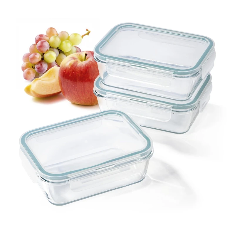 GOURMETmaxx Klick-it Glass Food Storage Containers, 12 Pieces, Dishwasher, Microwave and Freezer-Safe, Leak-Proof, Microwave Valve, Temperature Resistant from -30 to +300 °C [Anthracite]