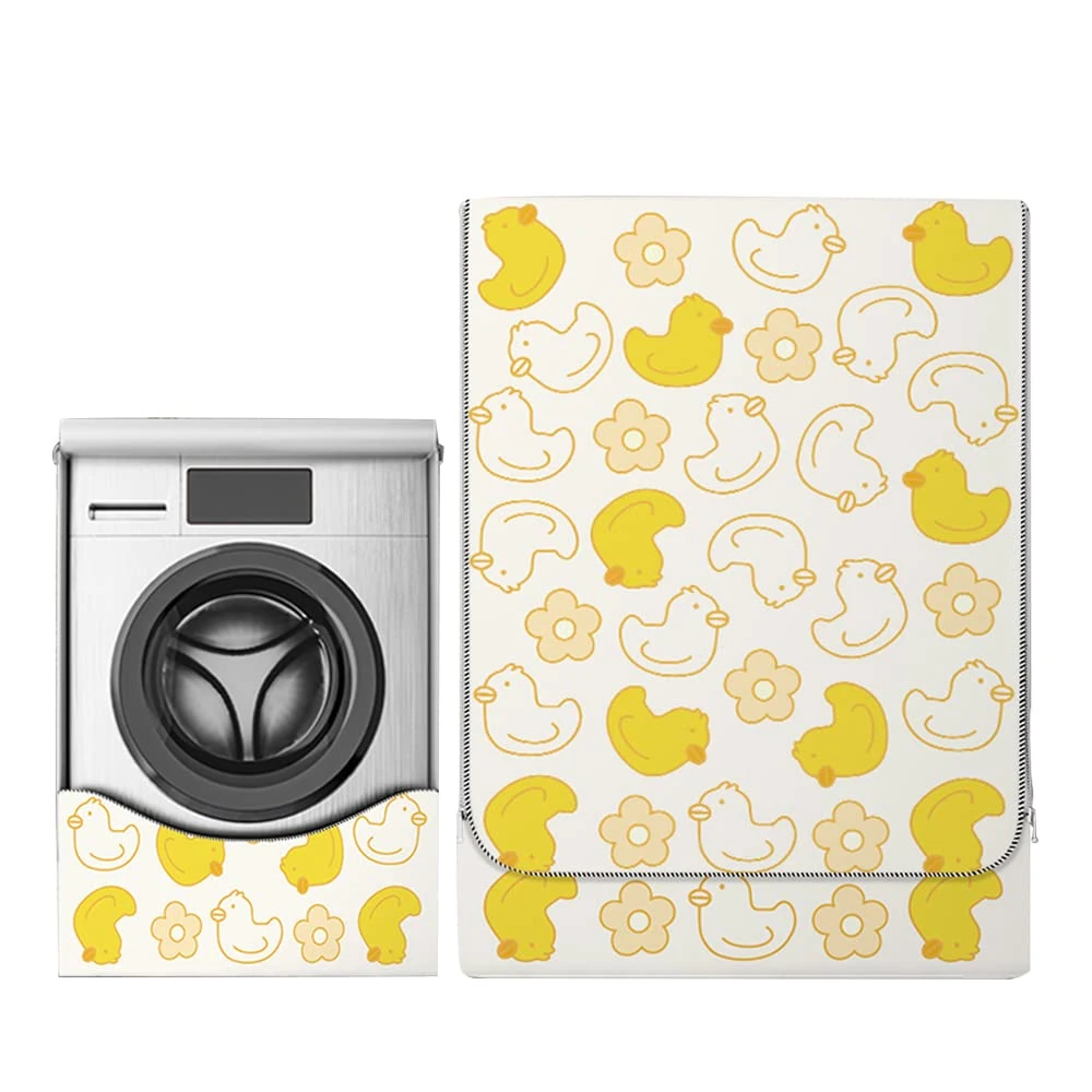Odot Washer Dustproof Cover Front Load, Washing Machine Dryer Protector Sunscreen Waterproof Tumble Dryer Case Protective Cover for Most Front Loadi (beige duck,S-capacity 4~7.5kg)