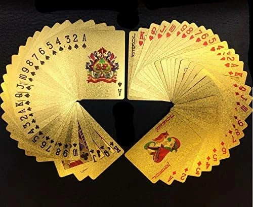 MOMOMAGE Playing Cards Deck Gold Foil Poker Set Magic Card 24K Gold Plastic Foil Poker Durable Waterproof Cards Magic