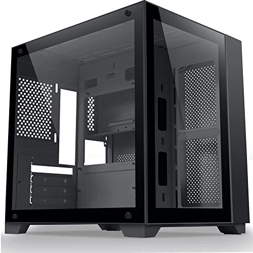 AMANSON ATX PC Case Mid Tower Gaming Case with Opening Tempered Glass Side Panel Door, Mesh Computer Case (H8)